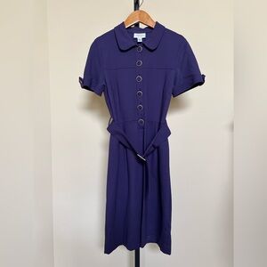 Talbots Dress Ponte Knit Midi with Cuffed Sleeves Purple Size 4P